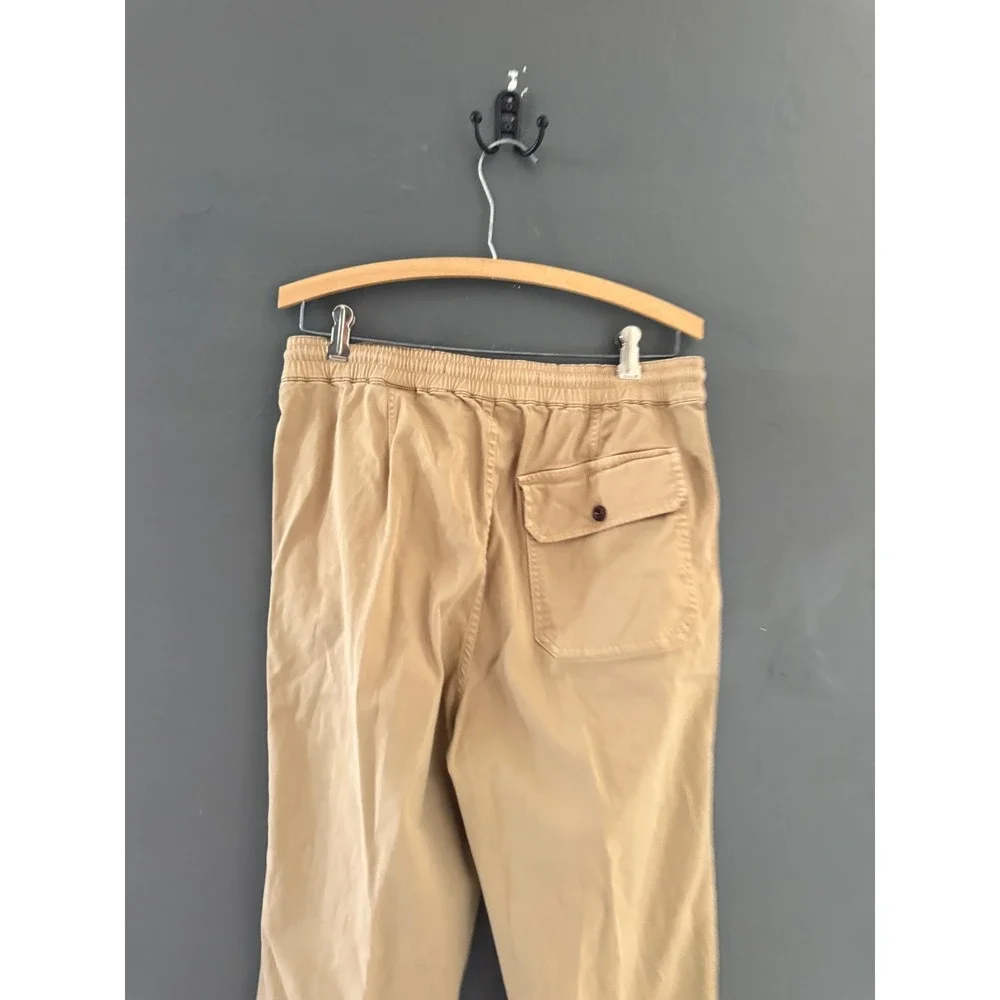 Banana Republic Mens Slim Fit Chino Pants Khaki Tan Elastic Waist Size M 30